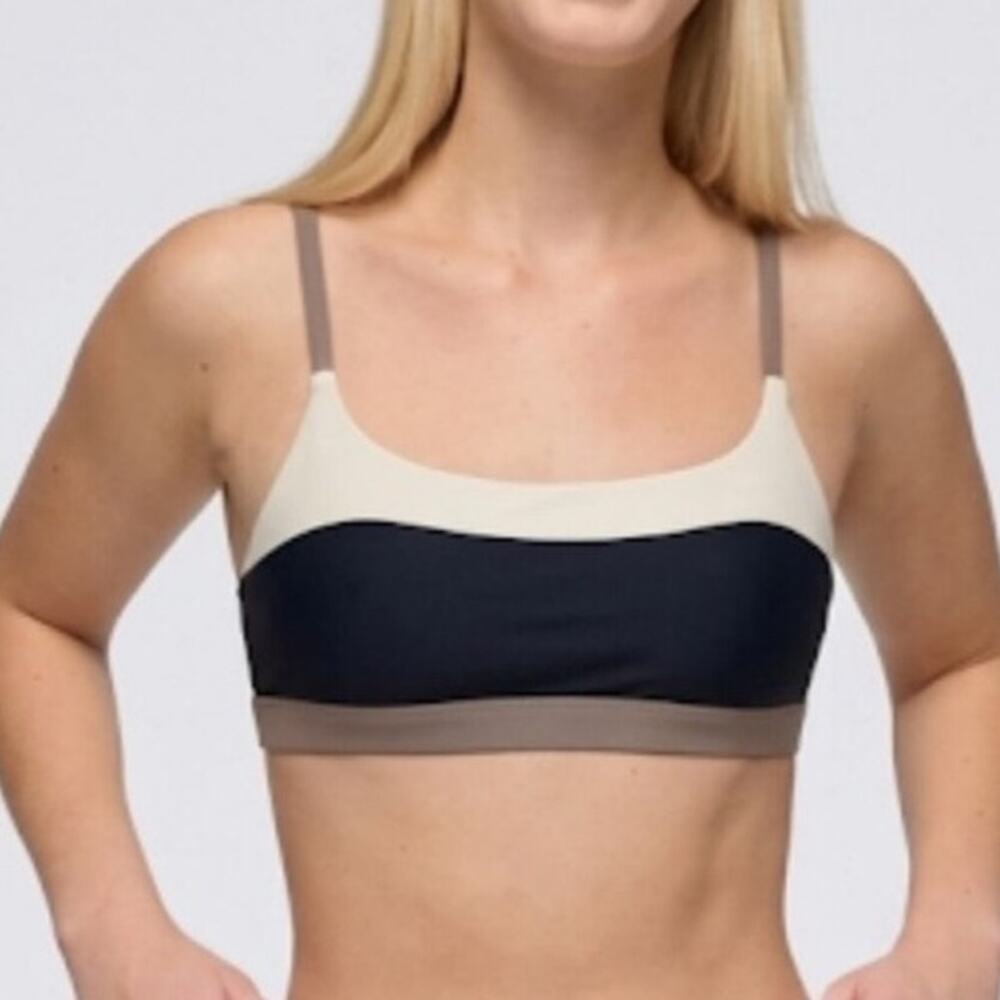 Prana Baja Bound Adjustable Swim Top Women XL Carob Colorblock Adjustable Straps